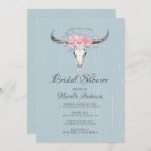 Rustige Cow Skull Boho Blush Floral B Vrijgezellen Kaart (Voorkant / Achterkant)
