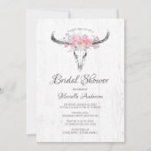 Rustige Cow Skull Boho Blush Floral Vrijgezellenfe Kaart (Voorkant)