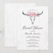 Rustige Cow Skull Boho Blush Floral Vrijgezellenfe Kaart (Voorkant / Achterkant)