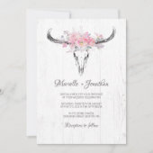 Rustige Cow Skull Boho Blush Floral Waterverf Kaart (Voorkant)