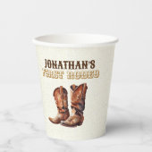 Rustige Cowboy Boots 1e Rodeo Birthday Paper Cups Papieren Bekers (Voorkant)