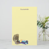 Rustige Cowboy Boots Pet Blue Paars Blanket Custom Briefpapier (Staand voorkant)