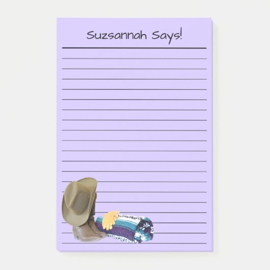 Rustige Cowboy Boots Pet Blue Paars Custom Lined Post-it® Notes (Voorkant)