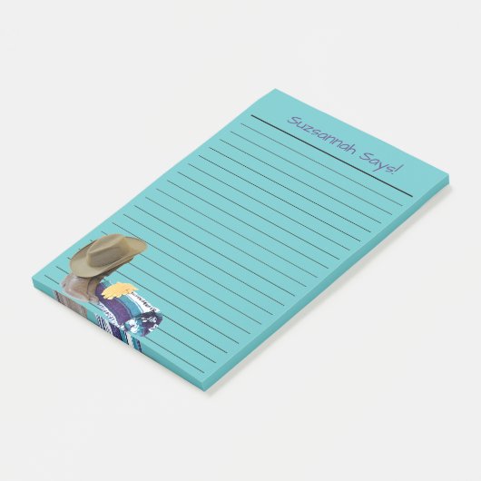 Rustige Cowboy Boots Pet Blue Paars Custom Lined Post-it® Notes (Schuin)