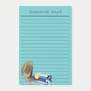 Rustige Cowboy Boots Pet Blue Paars Custom Lined Post-it® Notes