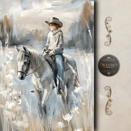 Rustige Cowboy Dromen Decoupage Tissuepapier