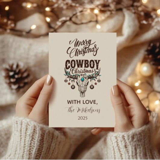 Rustige Cowboy Kerstmis Feestdagenkaart