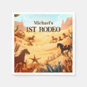 Rustige Cowboy Rodeo 1e Verjaardagsfeest Servet (Voorkant)