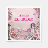 Rustige Cowboy Rodeo 1e Verjaardagsontwerp Servet (Voorkant)