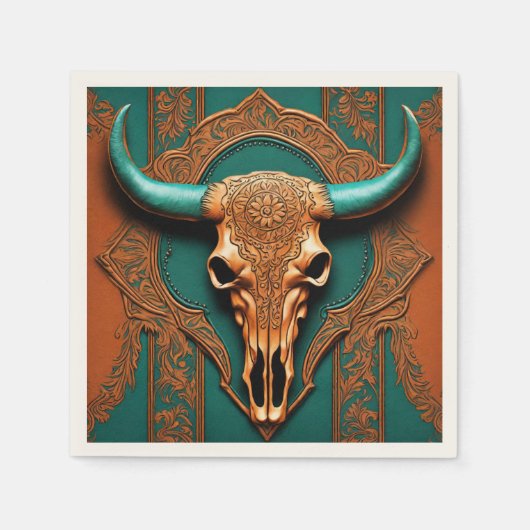 Rustige Cowboy Stier Schedel Land Westerse Feest  Servet (Voorkant)