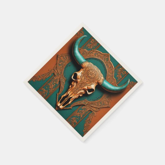 Rustige Cowboy Stier Schedel Land Westerse Feest  Servet (Hoek)