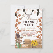 Rustige cowboy western baby shower van bruine koe bedankkaart (Voorkant)