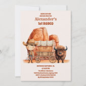 Rustige cowboy westerne koe eerste rodeo 1e verjaa kaart (Voorkant)