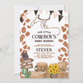 Rustige cowboy westerne koe eerste rodeo 1e verjaa kaart (Voorkant)