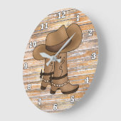 Rustige cowboylaarzen en pet wandbekleding grote klok (Hoek)