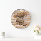 Rustige cowboylaarzen en pet wandbekleding grote klok (Huis)