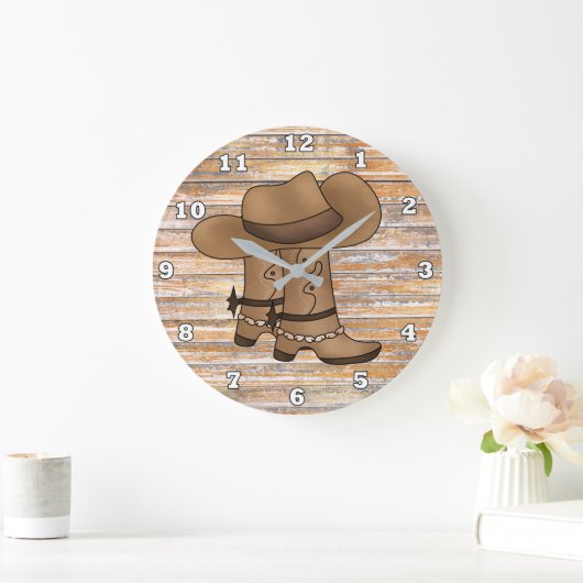 Rustige cowboylaarzen en pet wandbekleding grote klok (Huis)