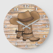 Rustige cowboylaarzen en pet wandbekleding grote klok (Voorkant)