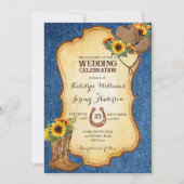 Rustige cowboylaarzen en pet-zonnebloemen denim kaart (Voorkant)