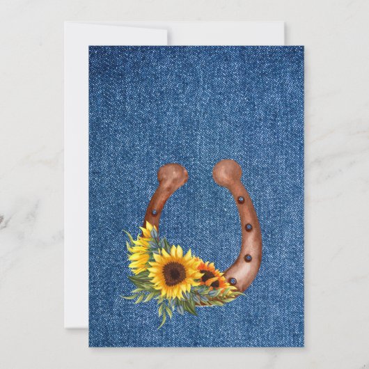 Rustige cowboylaarzen en pet-zonnebloemen denim kaart (Achterkant)