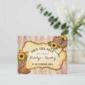 Rustige cowboylaarzen en waterverf van petten zonn aankondigingskaart (Staand voorkant)