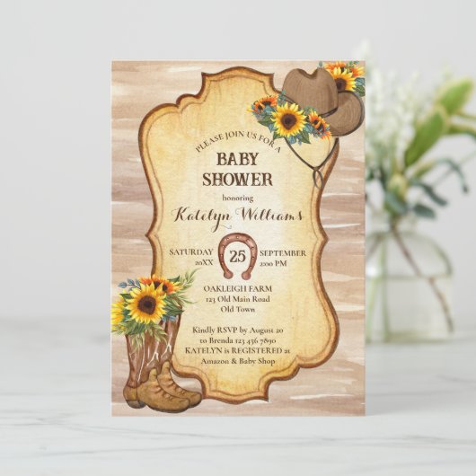 Rustige cowboylaarzen en waterverf van petten zonn kaart (Staand voorkant)