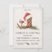 Rustige cowboys en Cocktails kerstparty Kaart (Voorkant)