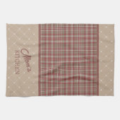 Rustige cranberry, donkerbruine en witte ruit theedoek (Horizontaal)