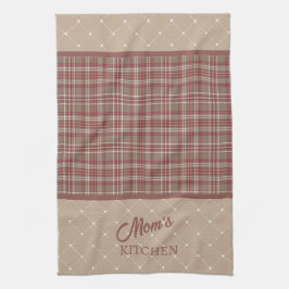 Rustige cranberry, donkerbruine en witte ruit theedoek
