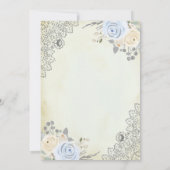 Rustige Cream Soft Blue Floral Lace Muslim Wedding Kaart (Achterkant)