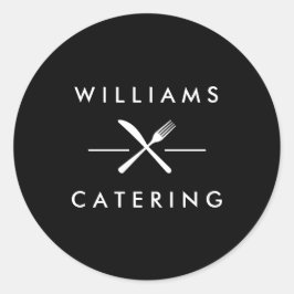 Rustige Crossed Fork Knife Logo Ronde Sticker