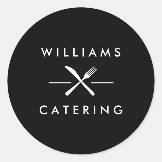 Rustige Crossed Fork Knife Logo Ronde Sticker (Voorkant)