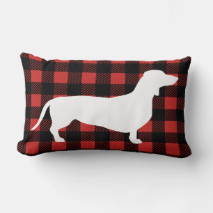 Rustige Dachshund Dog & Buffalo Check Pset Kussen