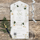 Rustige dagen en witte bloemen QR-code All In One Uitnodiging