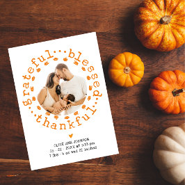 Rustige Dankbare Foto Thanksgiving Baby Shower Bedankkaart