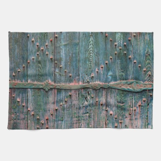 Rustige decoratieve houten poort theedoek (Horizontaal)