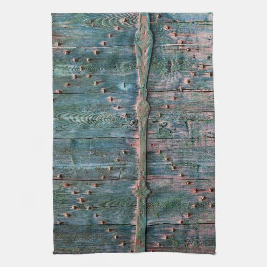 Rustige decoratieve houten poort theedoek (Verticaal)