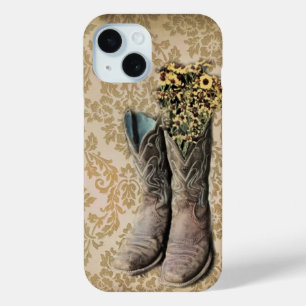 rustige demask western land cowboy boot iPhone 15 case