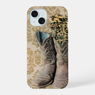 rustige demask western land cowboy boot iPhone 15 hoesje