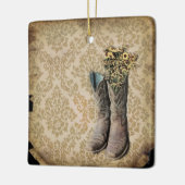 rustige demask western land cowboy boot keramisch ornament (Links)