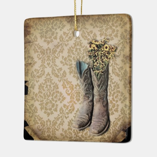 rustige demask western land cowboy boot keramisch ornament (Links)
