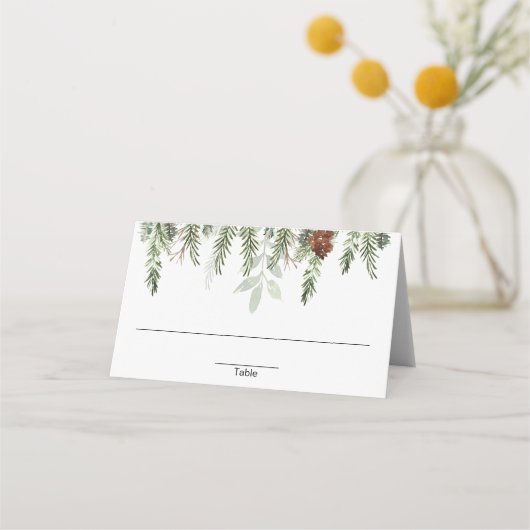 Rustige denbomen in de winter kerstmis plaatskaartje (Voorkant)