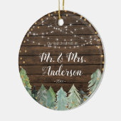 Rustige denboom Onze eerste Kerstmis Keramisch Ornament (Links)