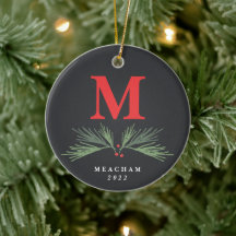 Rustige dennen monogram foto Kerstmis
