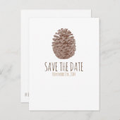 Rustige dennenappel Elegante Trouw Save The Date Aankondigingskaart (Voorkant / Achterkant)