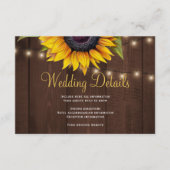 Rustige details over de bruiloft van zonnebloemen informatiekaartje (Voorkant)