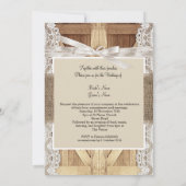 Rustige deur Wedding Beige White Lace Wood Burlap Kaart (Achterkant)