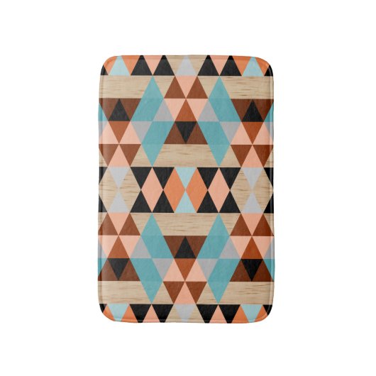 Rustige Diamond Squares Triangles Wood Art Pattern Badmat (Voorkant Verticaal)