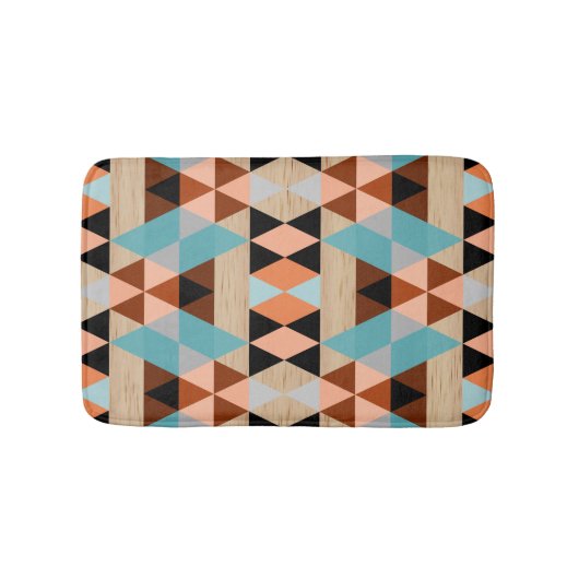 Rustige Diamond Squares Triangles Wood Art Pattern Badmat (Voorkant)