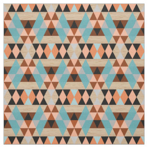 Rustige Diamond Squares Triangles Wood Art Pattern Stof